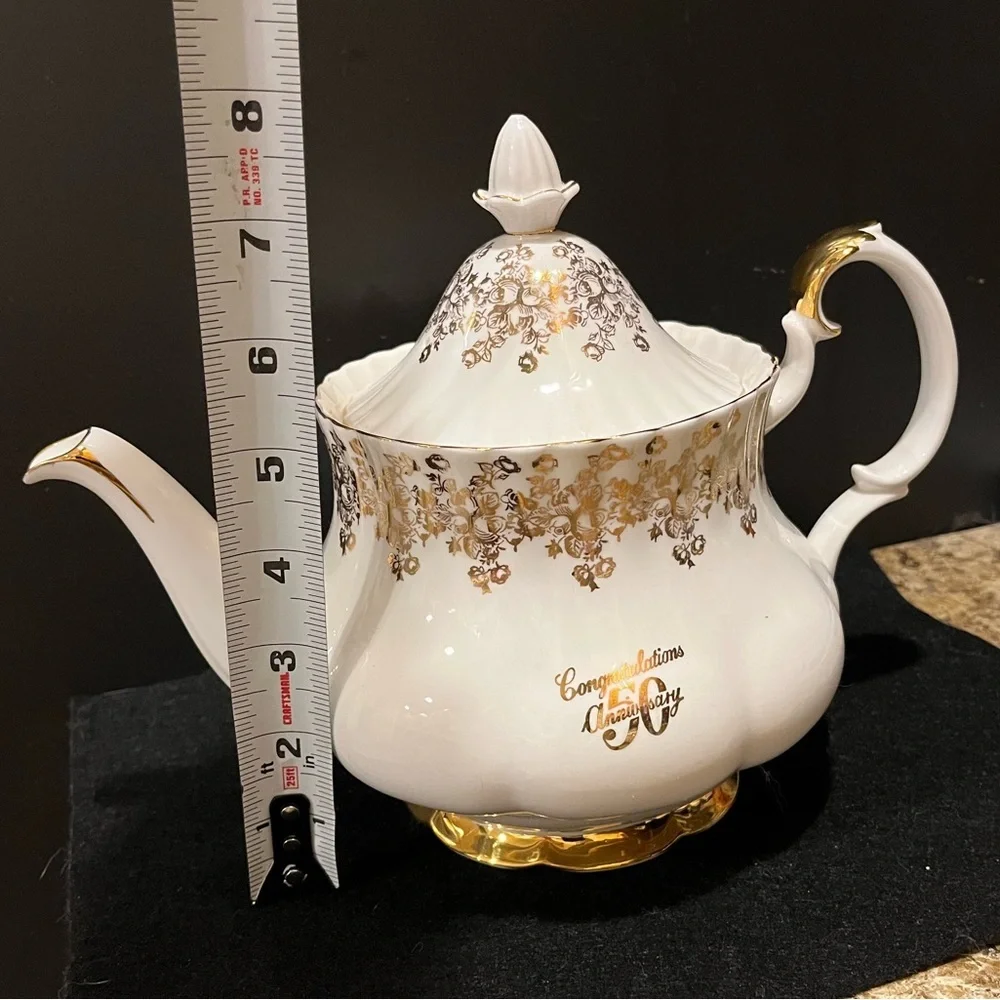 Vintage Royal Albert 50th Anniversary 6 C Teapot, Creamer and Plate, England
